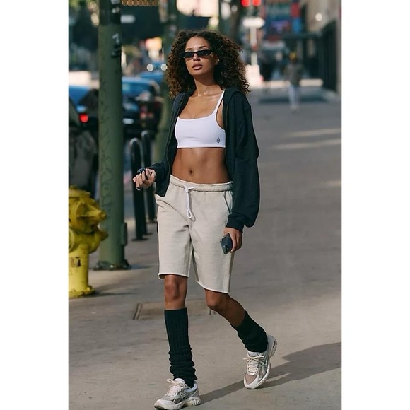 Free People Pants - NEW Free People FP Movement For the Win Long Shorts Logo Size Small Tan Beige